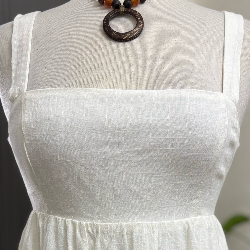 NWT Lulu's Darling Perfection White Tiered Tie-Back Mini Skater Dress | Size M - Picture 3 of 12